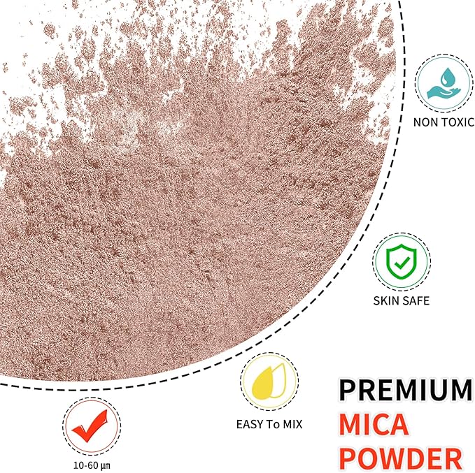Mica Powder - 100g Mica Powder for Epoxy Resin - Metallic Color Pigment for Resin, Soap, Bath Bombs, Eye Shadow, Nails, DIY Crafting Projects etc. (Rose Gold)