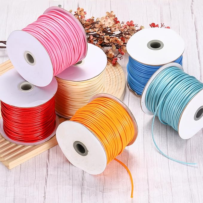 MECCANIXITY Waxed Cord 2.5mm Waxed Polyester Cord 87 Yard Wax String for Bracelet Making, Necklaces, Beading, Jewelry Making and DIY Crafts(Army Green)