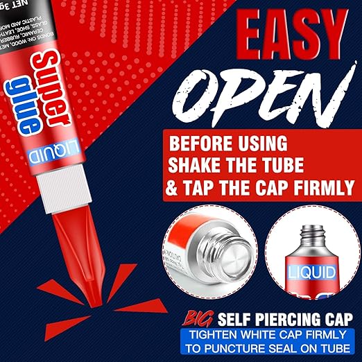 3 Gram (Pack of 12) Single Use Super Glue Liquid, Super Fast, Thin & Strong Adhesive Superglue, Cyanoacrylate Glue for Hard Plastics, DIY Craft, Ceramics, Leather, Metal Etc