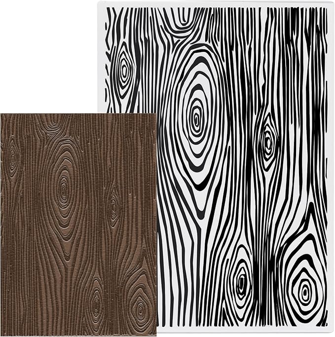 Glodecart Tree Annual Ring Background Embossing Folder, Plastic Textured Impressions Tree Wood Grain Embossing Folder Template for Card Making Scrapbooking Paper Craft Album Stamps DIY Décor