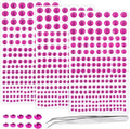 Self Adhesive Face Gems and Pearls for Makeup, Festival Jewels, Hair Gems Pearls, 3/4/5/6/8 mm Round Rhinestone Stickers for Face, Eye, Makeup, Body, Crafts 591Pcs (10_Pink)