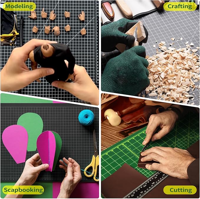 Thickness-Upgraded 9" x 12" Self Healing Sewing Mat, WerkWise Rotary Cutting Mat, Double Sided 5-Ply 9x12 Inch Cutting Board for Quilting, Fabric, & Crafts, Use with Rotary Cutters (Green & Black)