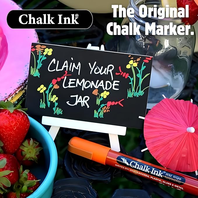 Chalk Ink Chisel Tip Wet Wipe Chalk Markers (6mm, Classic, 4 Pack)