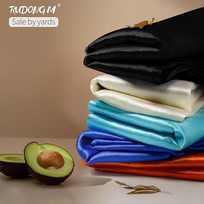 RUDONG M Black Satin Fabric by The Yard, 3 Yard x 60 Inch Wide Silky Charmeuse Satin Fabric, Soft Satin Fabric for Wedding Decorations, Bridal Dress, Sewing, Accessories, DIY Crafts