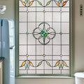 3D Stained Glass Window Privacy Film, Heat Control UV Blocking Static Cling Decorative Window Film for Bathroom,Front Door,Home Non Adhesive,23.6 x 35.4 inches Verdant Whispers