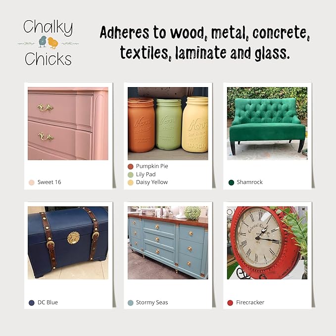 Chalky Chicks All-in-One Chalk Paint for Furniture or Cabinet - 4 Fl Oz - Matte Finish Denim (Navy Blue) for Metal, Wood Furniture Paint - No Sanding All-in-One for Home Decor & Crafts, USA Made