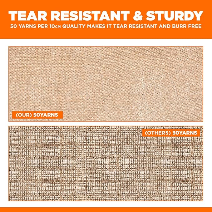 Burlap Table Runners- {12inx10yards}- Burlap Cloth Roll Used for Dining Runners, Crafts, Dresser Cover & Sackcloth - Natural Jute Runner Suitable for Event Decor, Thanksgiving Table & Weddings