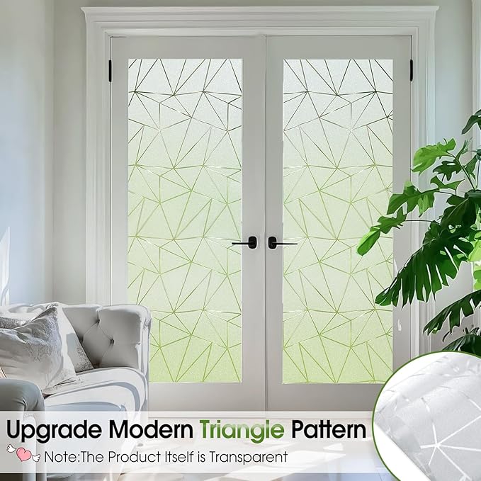Coavas Window Privacy Film, Frosted Glass Static Cling, Decorative for Bathroom Door Covering, UV Blocking Window Cling, Non-Adhesive Vinyl Sticker, Day and Night Windows Tint for Home, 35.4x393.7 in