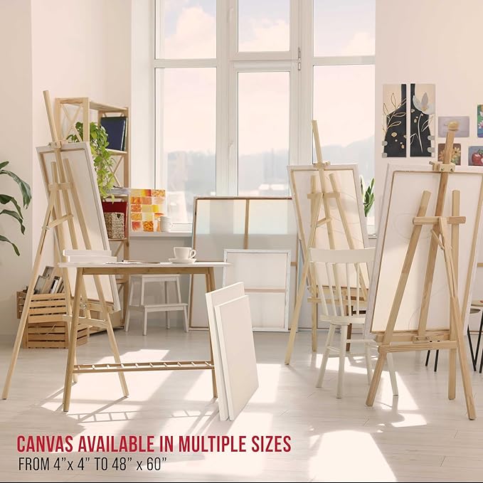 U.S. Art Supply Large Stretched Canvas for Painting 16x16 inch Gallery Depth 1-1/2" Thick, 3-Pack - 12oz Acrylic Gesso Triple Primed, Professional Artist Quality, 100% Cotton - Oil, Pouring Paint