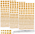 Self Adhesive Face Gems and Pearls for Makeup, Festival Jewels, Hair Gems Pearls, 3/4/5/6/8 mm Round Rhinestone Stickers for Face, Eye, Makeup, Body, Crafts 591Pcs (12_Gold)
