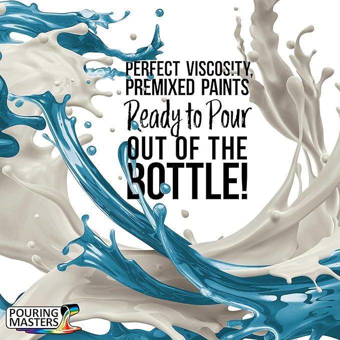 Pouring Masters Ice Blue Metallic Pearl Ready to Pour Acrylic Pouring Paint - Premium 32-Ounce Pre-Mixed Fluid Acrylic Paint - Fluid Art Supplies for Canvas, Wood, Paper, Tile & Rocks