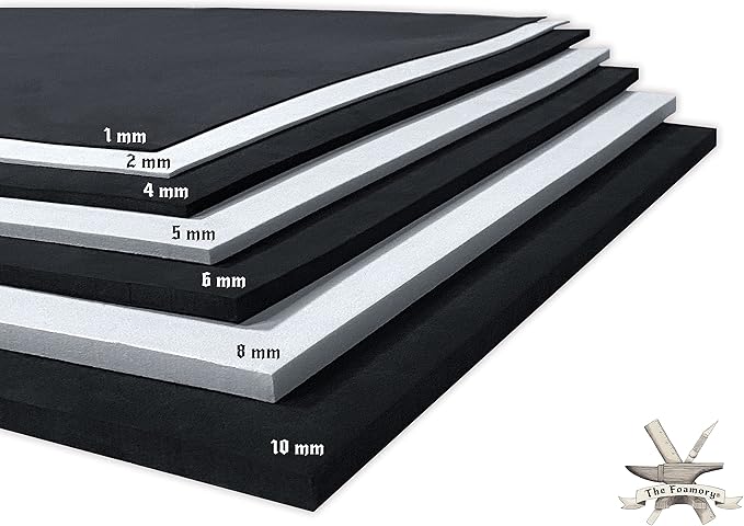 Shape Retention EVA Cosplay Foam 6mm (1mm-10mm) 14x39 inch White or Black High Density EVA Foam Sheets. Premium 85 kg/m3 Heat Shape Material for DIY Convention or Halloween Costumes by The Foamory