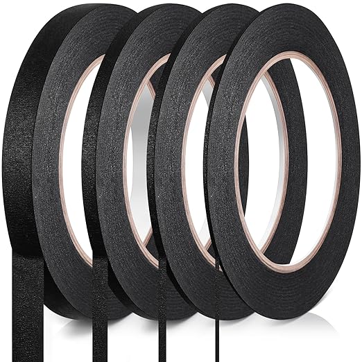 Epakh 4 Rolls Pinstripe Tape, Masking Tape in 1/16, 1/8, 1/4 and 1/2 Inch Wide, for Painters Automotive DIY Car Auto Paint Art(Black,55 yd)