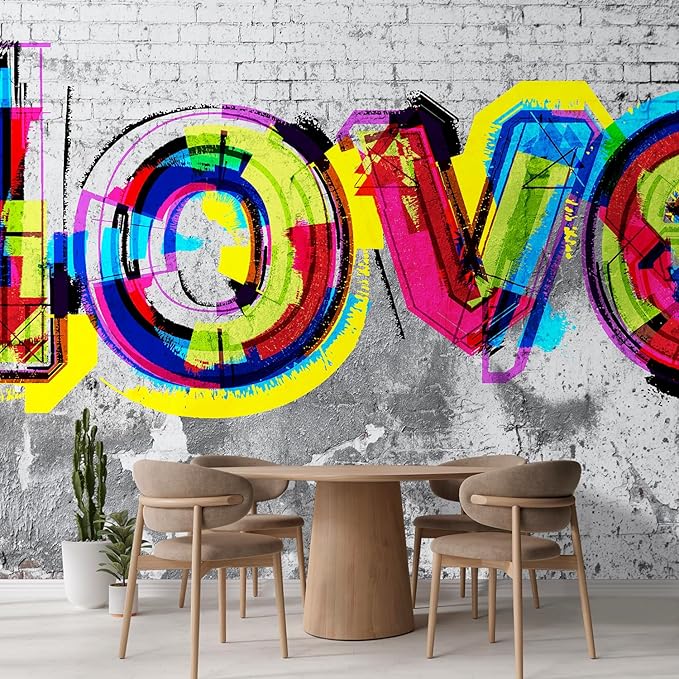 wall26 Colorful Graffiti Large Wall Mural, Removable Peel and Stick Wallpaper, Home Decor - 120x120 inches
