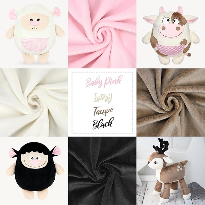 kullaloo Minky Fabric | Bundle: 4 Precut Pieces Solid Minky Plush Fabric for Sewing | 39.5x29.5 Each | for Plushies, Baby Blankets, Pillows, Dog Beds, Apparel | Basics Minky Fabric Pack