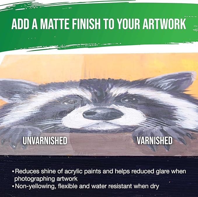 U.S. Art Supply 32 oz Matte Acrylic Varnish for Acrylic Painting, Permanent Clear Protection, Reduces UV & Photography Glare