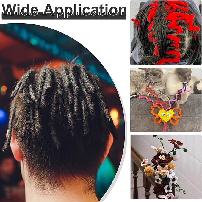 120 Pcs Black Pipe Chenille Stems, Chenille Stems Pipe Cleaners Long Craft Pipe Cleaners Pipe Cleaners for Hair Locs Beginner Creative Crafts Christmas Halloween Decorations
