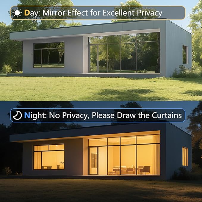 LEMON CLOUD One Way Window Privacy Film See Out Not in Reflective Mirror UV Window Cling Sun Blocking Heat Control Glare Control with Tools,29.5 Inch x 78.7 Inch