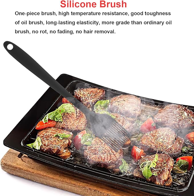 Silicone Spatulas Set of 6, Rubber Spoon Spatula Heat Resistant Spoonula One Piece Design Seamless Spatula Non-Stick Scrapers Baking Mixing Tool (Black)