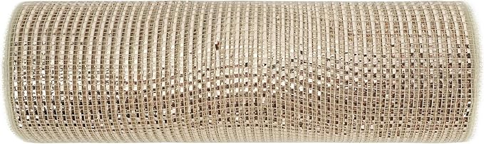 MEEDEE Rose Gold Deco Mesh 10 Inch Rolls Deluxe Wide Foil Metallic Mesh Fabric Rose Gold Mesh Ribbon for Christmas Tree, Wreaths, Garland, Gift Wrapping, Bows Making (30 Feet)