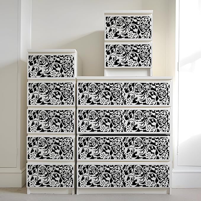 8x4 Inch Texture Stencils for Painting – 18pcs Reusable Background Templates for Wood, Canvas, Furniture, Scrapbooking & Card Making