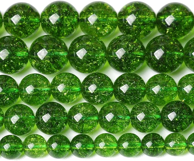 8MM Green Peridot Crystal Quartz Beads Natural Gemstone Beads Round Loose Beads for Jewelry and Bracelets Making 90pcs 2 Strands 32"