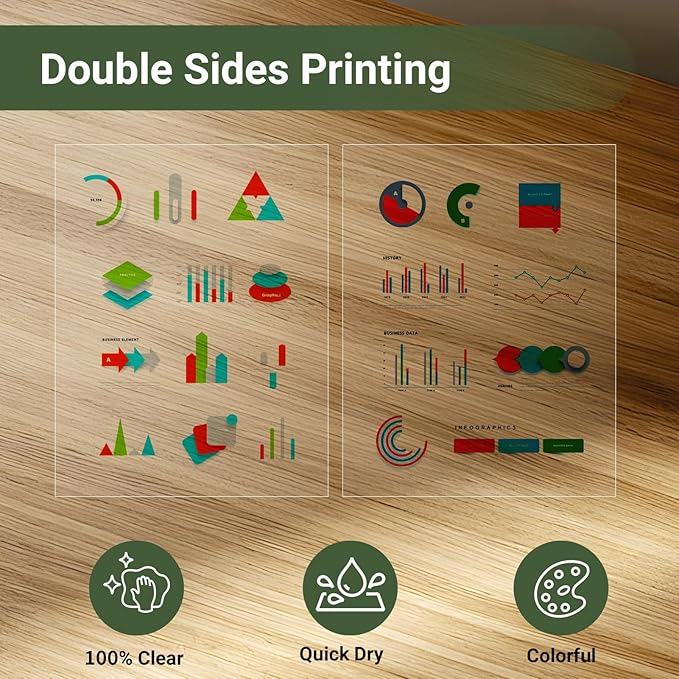 Laser Transparency Film 100 Sheets 8.5 x 11 Inche Overhead Projector Film Clear Transparency Paper for Laser Printer