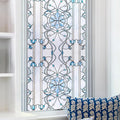 3D Stained Glass Window Privacy Film, Heat Control UV Blocking Static Cling Decorative Window Film for Bathroom,Front Door,Home Non Adhesive,35.4 x 78.7 inches Azure Bloom
