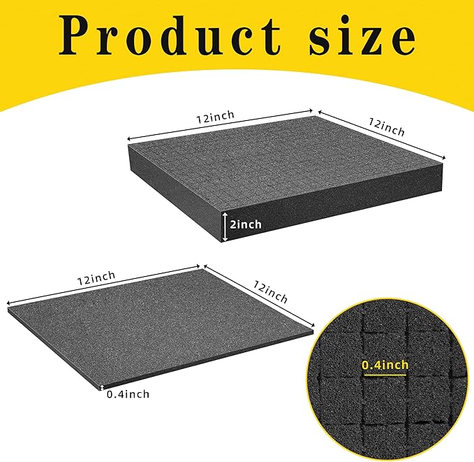 DECOHS 4 PCS Pick Apart Foam Insert- 2 Size Pick and Pluck Foam- Pluck Pre Cube Sheet Foams with Bottom Use for Board Game Box Cases Storage Drawer (Length 12 Inch)
