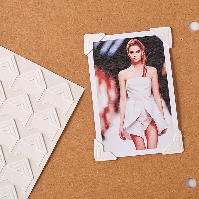 White Photo Corners Self-Adhesive, 120 Pcs Acid Free Photo Corners for Scrapbooking, Photo Picture Mounting Corners for Photo Album, DIY Scrapbook Stickers, Memory Books, Diary, by CHIALLCO