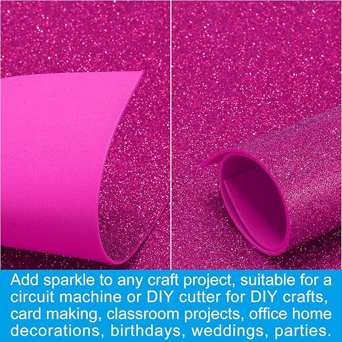 PATIKIL 2mm(1/10") Thick Non Adhesive Glitter Foam Sheet 16x24inch(40x60cm) Purple Red, EVA Shiny Foam Board for Craft, 6 Pcs