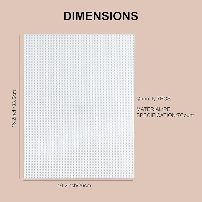 Pllieay 7PCS 7 Count Plastic Canvas Sheets, 10.2 x 13.2 inch Plastic Mesh, Eye Mesh for Embroidery, Acrylic Yarn Crafting, Knit and Crochet Projects, Make Aquarium Dividers (with 5Pcs Weaving Needles)