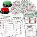 Christmas Friendly Feud Game with 2 Answer Buzzers, Holiday Feud Cards for Family Game Night Fun Trivia Quiz for Xmas Party Office Class Groups Team Building
