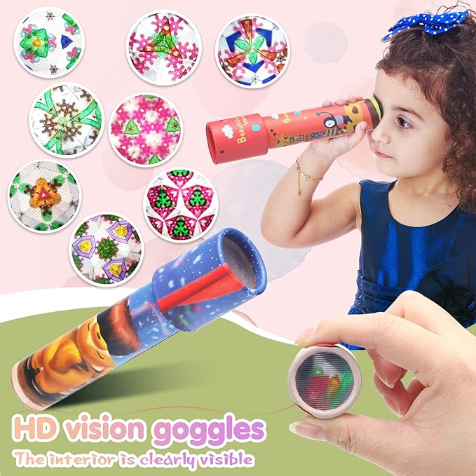 Yunsailing 30 Pcs Classic Kaleidoscopes Party Favors Vintage Mini Kaleidoscope Party Favor Educational Toy for Kids Valentine's Return Gifts School Classroom Prizes Goodie Bag Fillers(Cute)