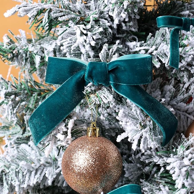 LaRibbons Thin Velvet Ribbon 3/8 Inch x 25 Yards, Dark Blue Velvet Ribbon for Christmas Tree, Gift Wrapping, Wreath Bow, Outdoor Decoration