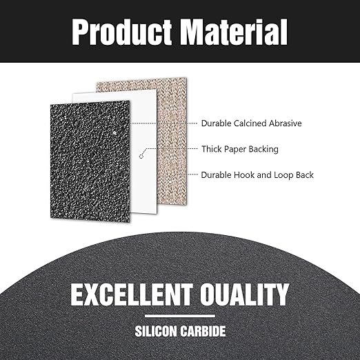 100 Pcs 5 inch Wet Dry Sanding Discs Grit 150 Hook and Loop 8 Hole Silicon Carbide Orbital Sander Sandpaper