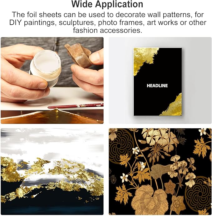 MECCANIXITY Gold Leaf Foil Sheet, Rose Gold Leaf Papers, 3.3 Inch x 3.1 Inch for Art Decoration, Sculptures, Painting, Pack of 150 Pcs