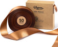 Brown Satin Ribbon 1-1/2 Inch 50 Yards Double-Faced Polyester Ribbons for Gift Wrapping Crafts Flower Bouquet Wedding Paper Christmas Holiday Decor