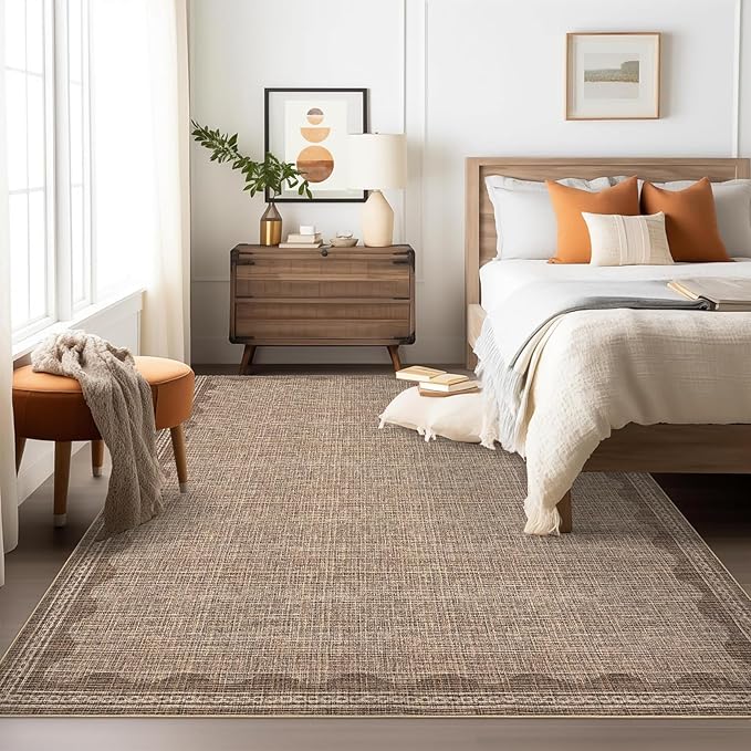 Scalloped Washable Rug 5x7 Area Rugs for Living Room, Solid Coffee Rug for Bedroom Girls, Non Slip Scalloped Throw Mat with Rubber Back, Soft Dorm Nursery Low Pile Carpet for Dining Room