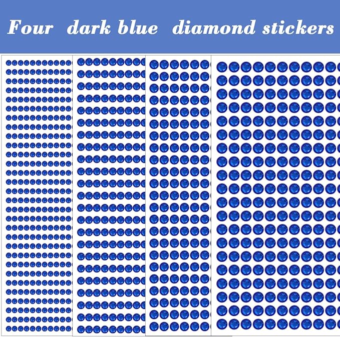 1799 Pcs 4 Sheets Rhinestone Stickers 3/4/5/6 mm Self Adhesive Rhinestones Gems for Face Eyes Makeup Hair Body (blue-3/4/5/6mm)