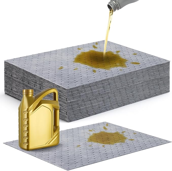 15" x 20" Heavyweight Oil and Water Absorbing Pads,Gray Absorbing Heavy Weight Oil and Water Absorbent Mat Pad 30Pads(Gray)