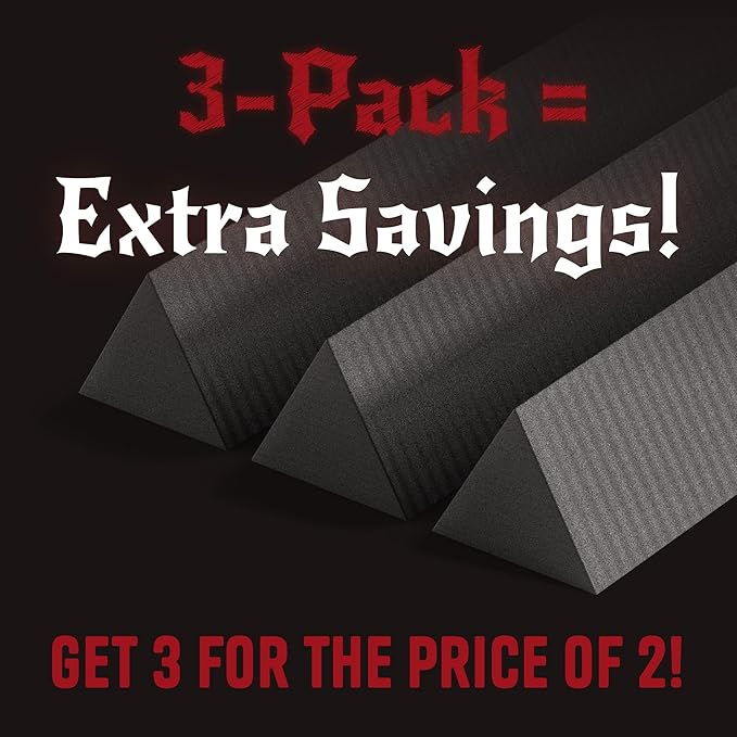 The Foamory's Instant Edge EVA Foam Bevel. Pre Cut Equilateral Triangle 3 Pack 5-30mm x 1M Save Time on Cosplay, Costume Edges and Armor Detail. Black High Density 85kg/m³ EVA Craft Foam Beveled Dowel