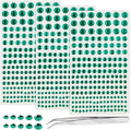 Self Adhesive Face Gems and Pearls for Makeup, Festival Jewels, Hair Gems Pearls, 3/4/5/6/8 mm Round Rhinestone Stickers for Face, Eye, Makeup, Body, Crafts 591Pcs (20_Dark Green)