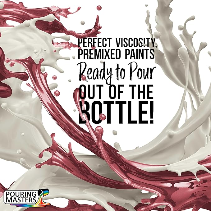 Pouring Masters Strawberry Red Metallic Pearl Ready to Pour Acrylic Pouring Paint - Premium 32-Ounce Pre-Mixed Fluid Acrylic Paint - Fluid Art Supplies for Canvas, Wood, Paper, Tile & Rocks