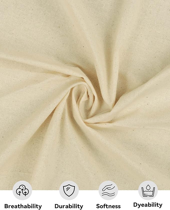 HOTGODEN Medium Weight 100% Cotton Muslin Fabric: 63 inch x 10 Yards Unbleached Muslin Linen Fabric Material for Sewing Material Apparel Cloth