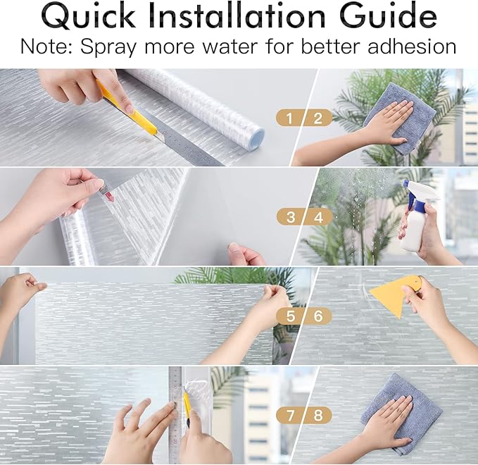 Haton Window Privacy Film, Frosted Glass Static Cling Sun Heat Blocking Window Clings, Frosting Opaque Coverings, Vinyl Removable Stickers Tint for Home Door Office, Non Adhesive 35.4" x 157.4"