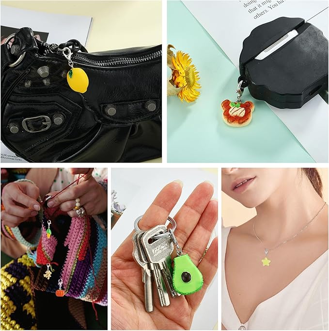 BEEFLYING 18Pcs Vegetable Stitch Marker Charms for Crocheting and Knitting, Resin Plant Crochet Knit Stitch Marker Pendant with Lobster Clasp for Sewing Quilting Handmade Jewelry