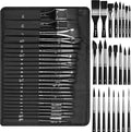 Nicpro 24pcs Watercolor Brushes Professional, Soft Synthetic Squirrel Hair Watercolor Brush Set with Cloth Roll, Round, Liner, Flat, Filbert, Dagger, Cat Tongue for Water Color Gouache Inks Painting
