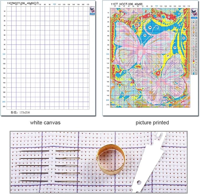 Foxdiviy Stamped Cross Stitch Kits for Beginners Full Range of Cross Stitching 11 CT Printed Cross Stitch Kits for Kids Adults Cross Stitch Patterns Needlepoint Kits-Colorful Parrot 18x18 inch
