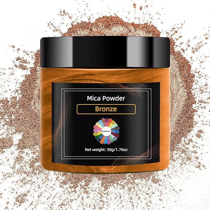 Bronze Colored Mica Powder for Epoxy Resin，Natural Shimmer Mica Powder Used for Coloring car Spray Paint, Candles, soap, Eye Shadow, Lip Gloss, Nail Polish(50g/1.7oz)